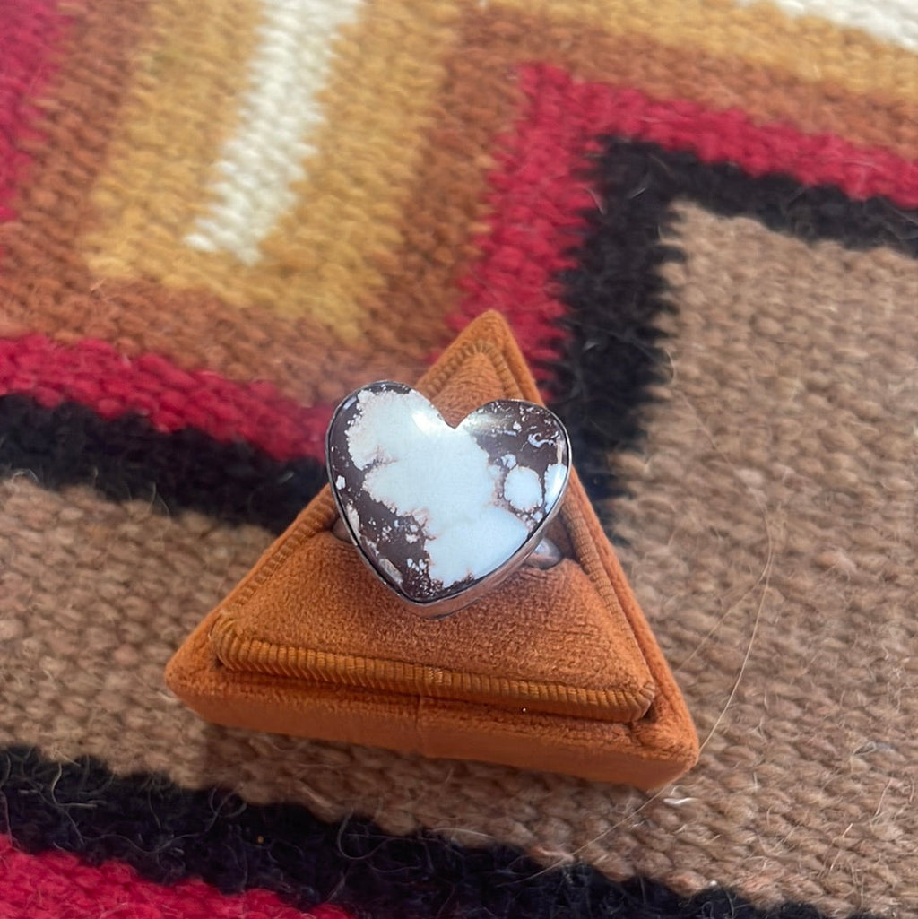 Handcrafted Wild Horse And Sterling Silver Heart Ring
