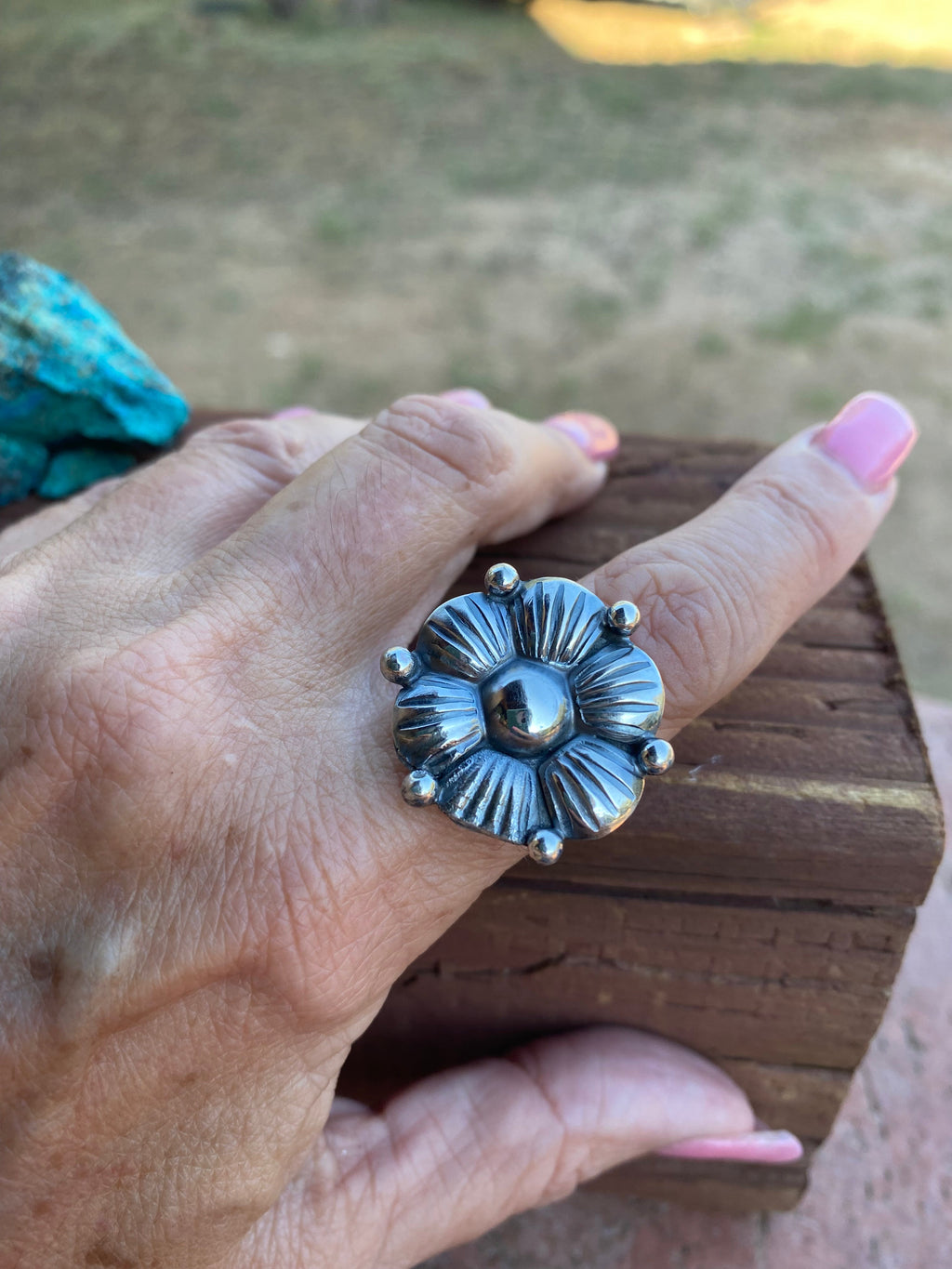 Handcrafted Sterling Silver Adjustable Flower Ring