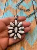 Handcrafted White Buffalo And Sterling Silver Necklace