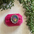 Nizhoni Handmade Arora Opal, Pink Cz And Sterling Silver Adjustable Ring