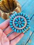 Handcrafted Kingman Turquoise & Sterling Silver Cluster Bracelet Cuff
