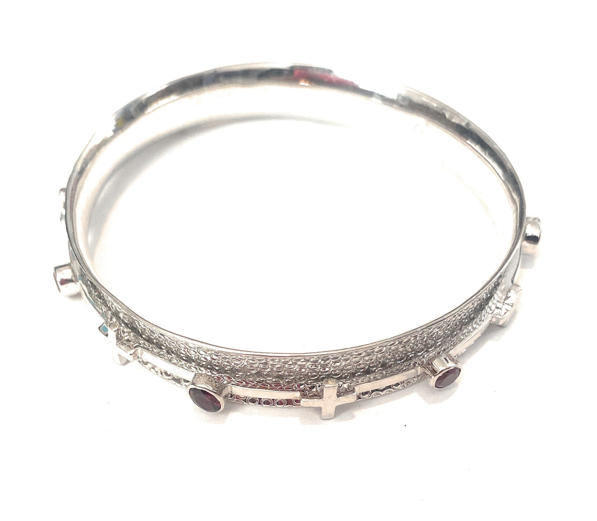 Handcrafted Sterling Silver  & Topaz Bangle Bracelet Signed