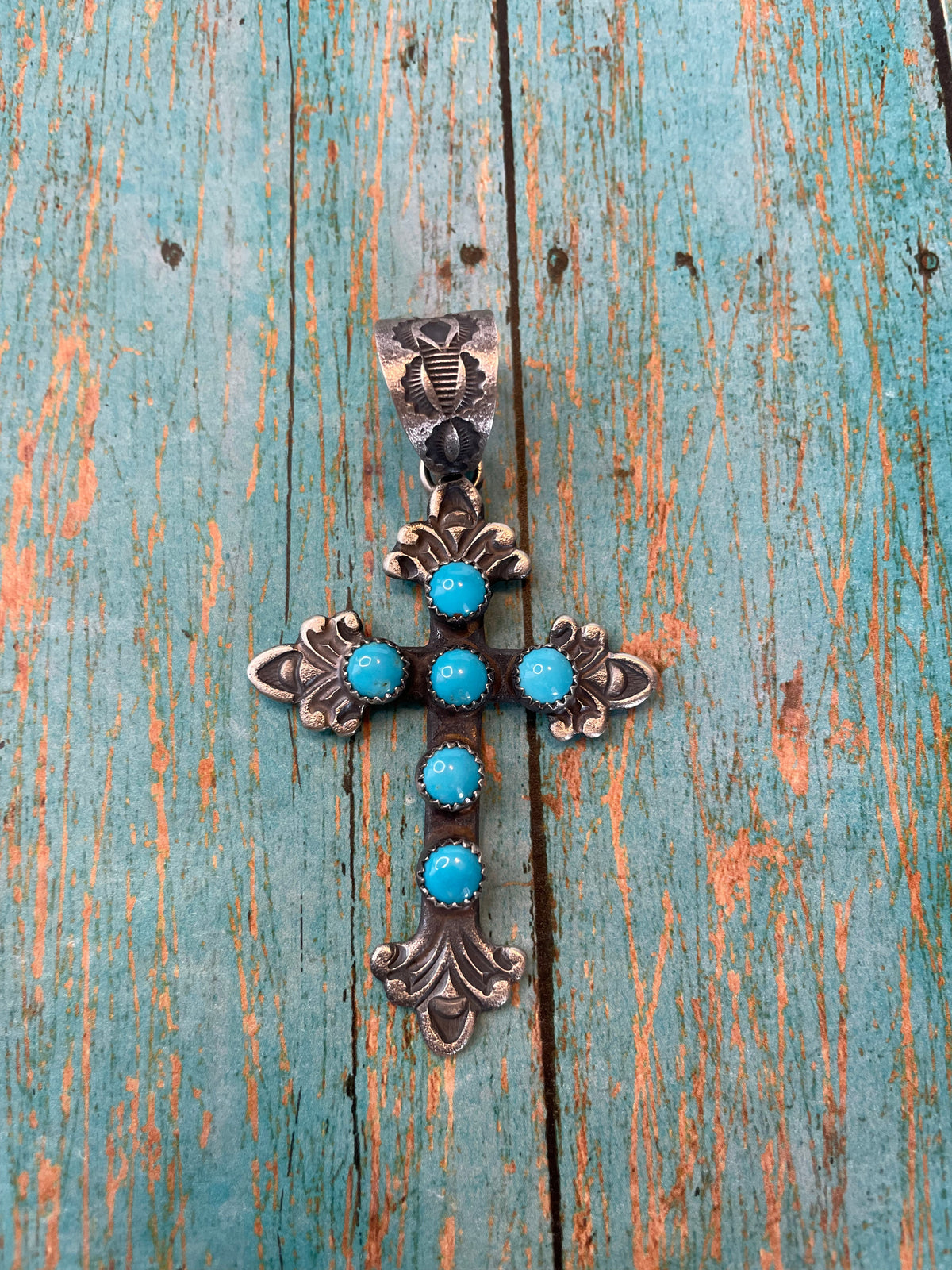 Kevin Billah Sterling Silver & Turquoise Cross Pendant Signed