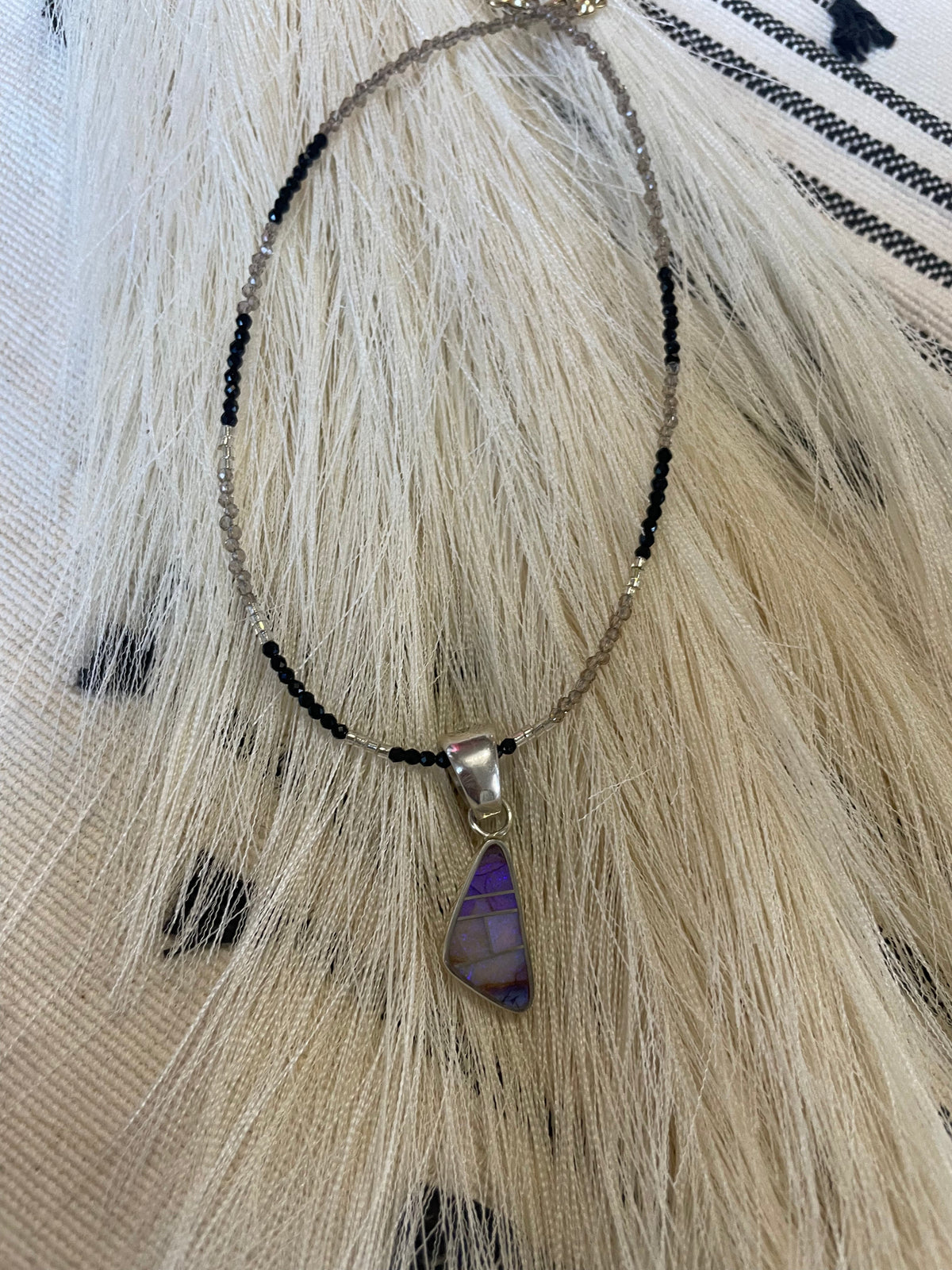 Handcrafted Sterling Silver & Blue Opal Inlay Pendant