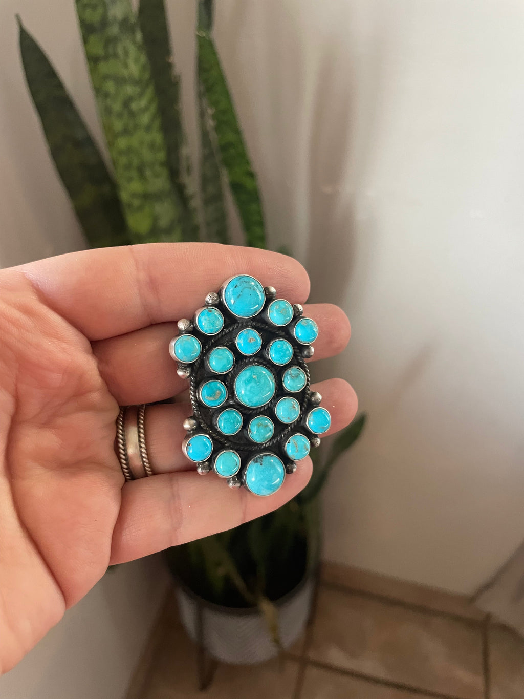 Handcrafted Sterling Silver & Turquoise Adjustable Ring