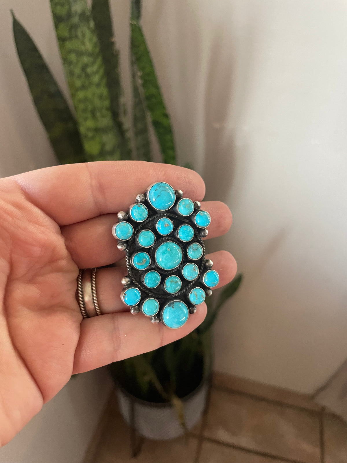 Handcrafted Sterling Silver & Turquoise Adjustable Ring