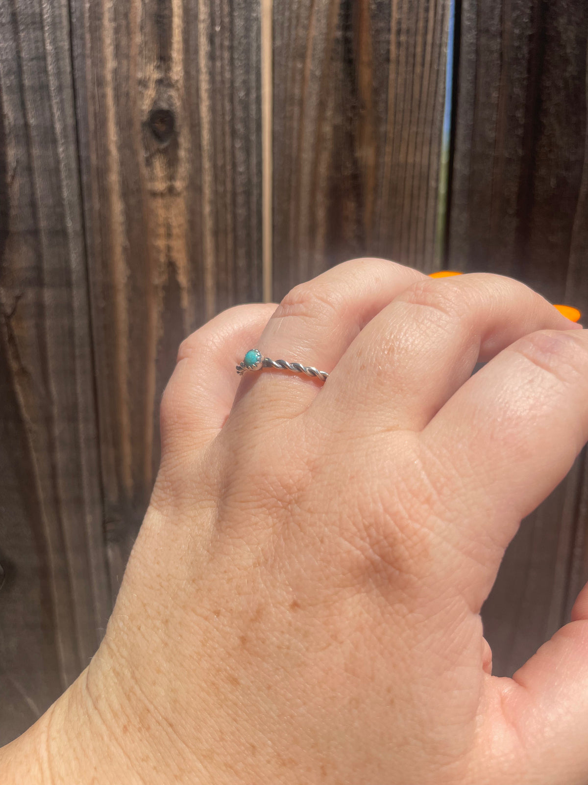 Handcrafted Mini Stone Turquoise Sterling Silver Braided Band Ring