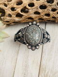 Handcrafted New Lander Turquoise & Sterling Silver Cuff Bracelet Signed
