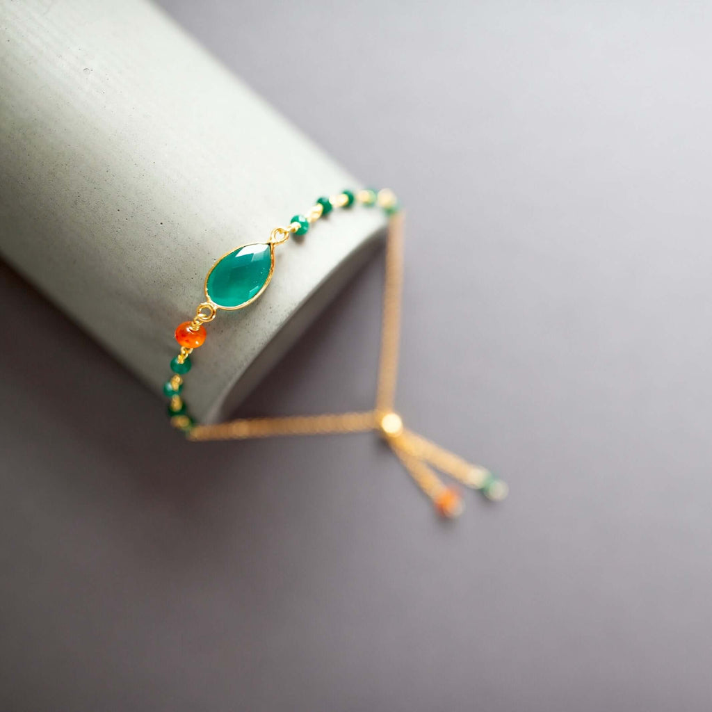 Bracelet Set: Green Onyx and Green Jade