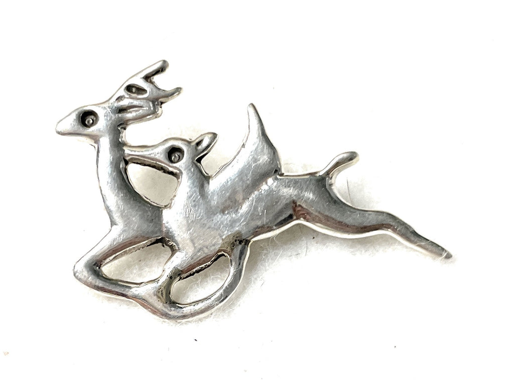 Handcrafted Sterling Silver Deer Pin Signed