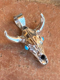 Handcrafted Sterling Silver & Turquoise Skull Pendant