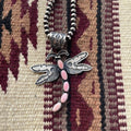 Handcrafted Pink Conch & Sterling Silver Dragonfly Pendant Signed E Billah