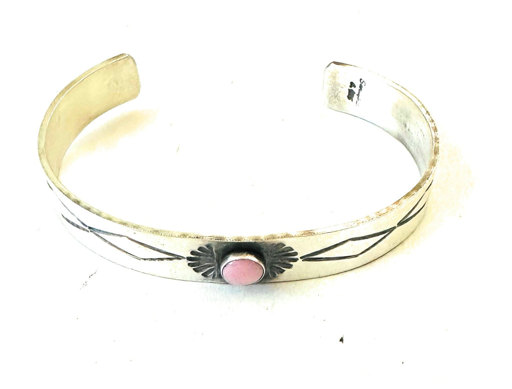 Handcrafted Queen Pink Conch Shell & Sterling Silver Cuff Bracelet