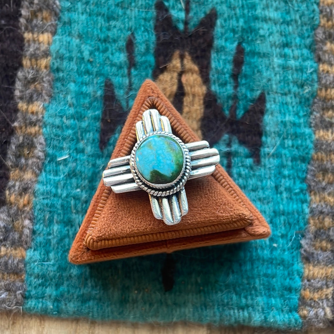 Amazing Zia Sterling Silver & Turquoise Ring Size 7.5 Signed