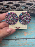 Handcrafted Sterling Silver Purple Dream Earrings Signed