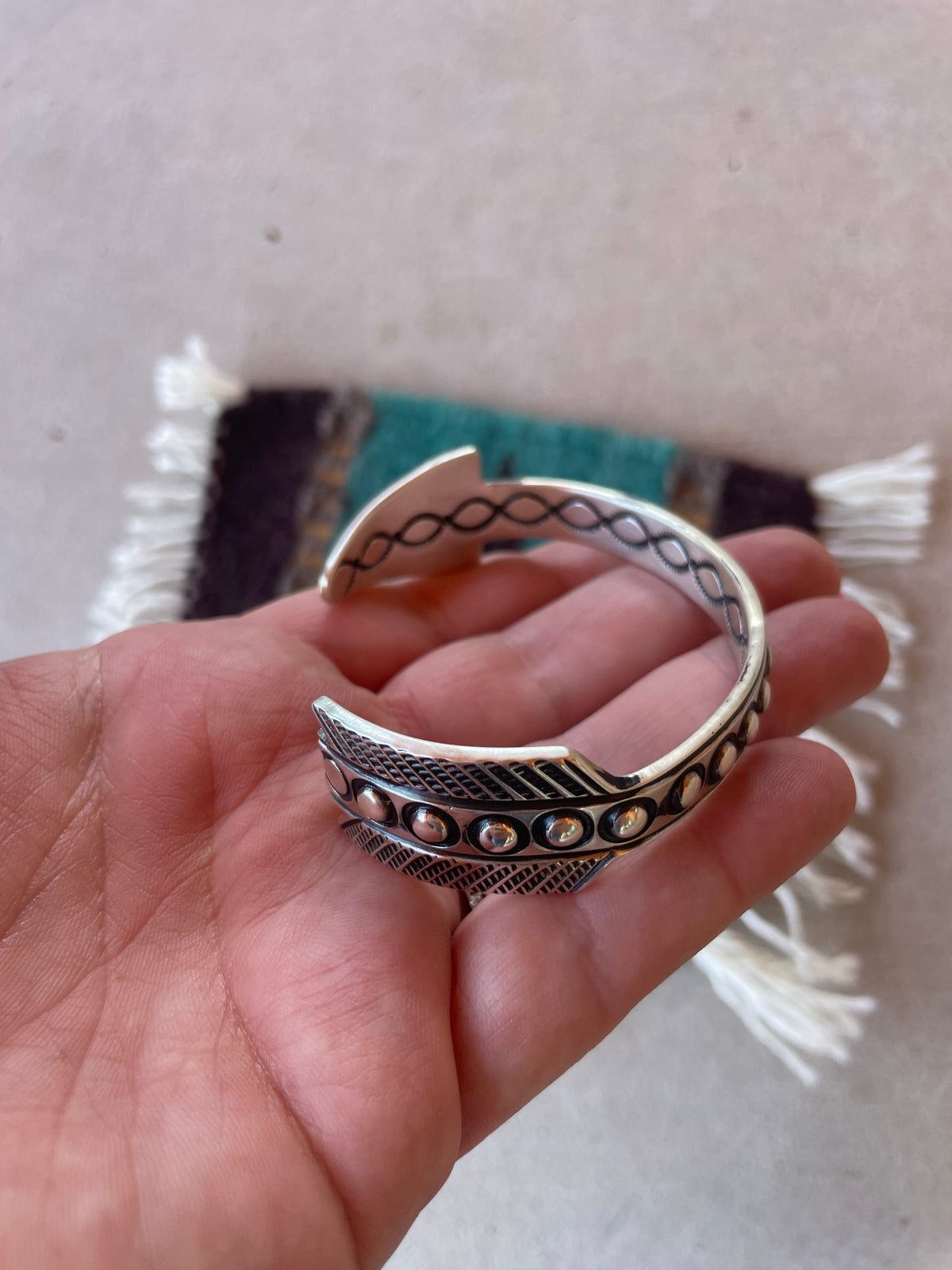 Handcrafted Sterling Silver Arrow Cuff Bracelet Signed