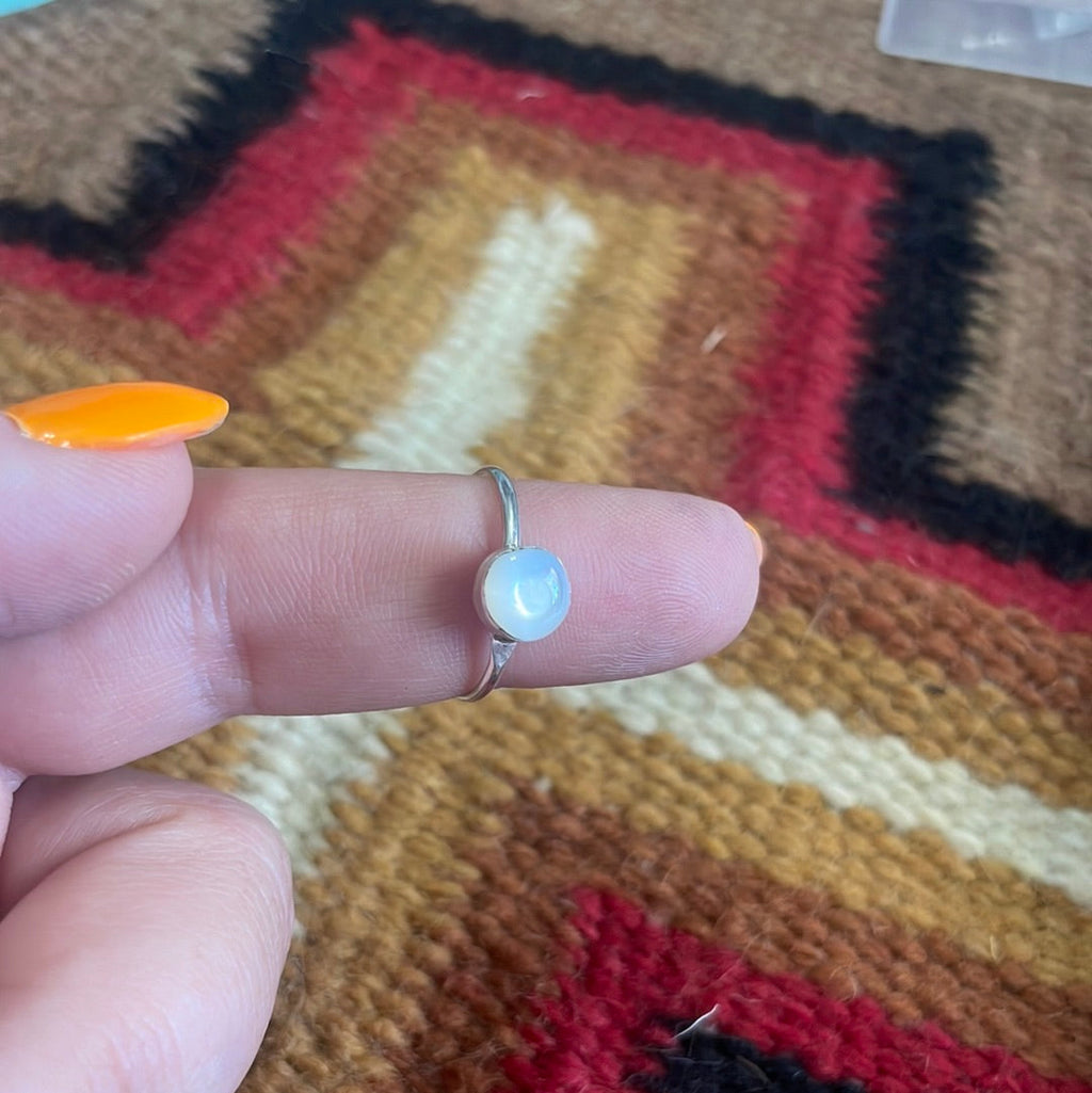 Handcrafted Sterling Silver & White Opal Mini Ring
