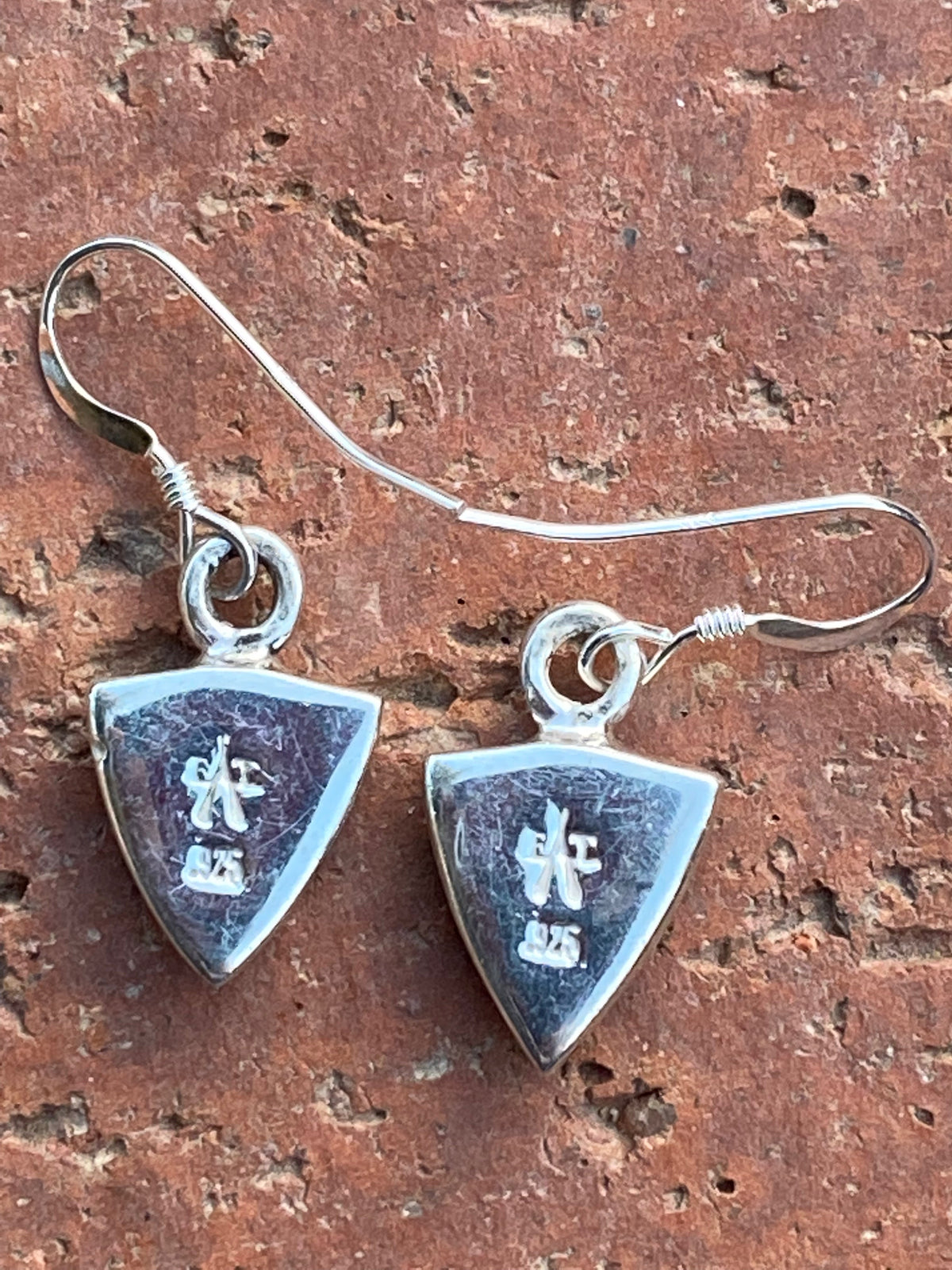 Handcrafted Turquoise Orange Spiny Mini Triangle Drop Earrings