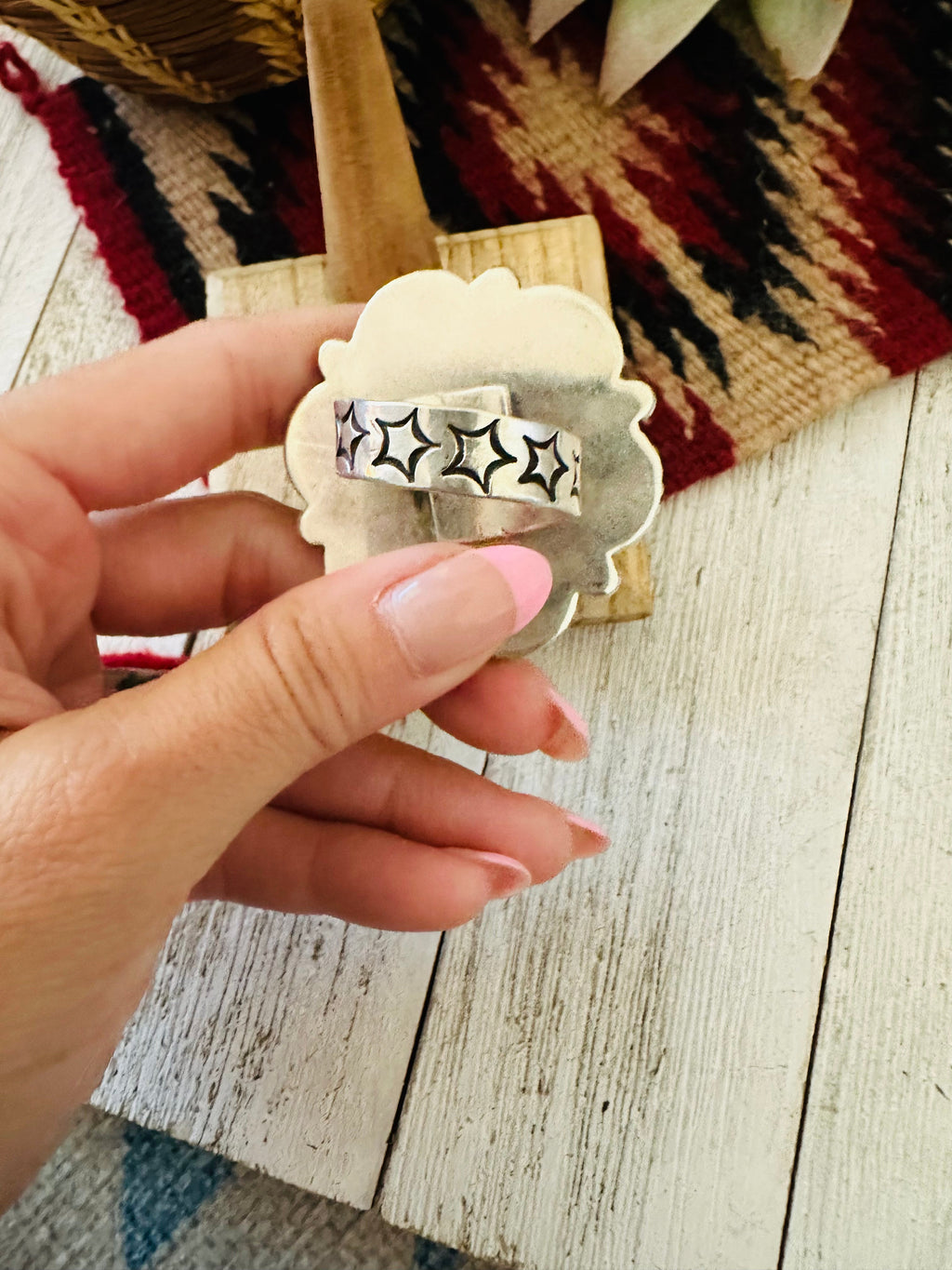 Handcrafted Sterling Silver And White Buffalo Cluster Adjustable Ring