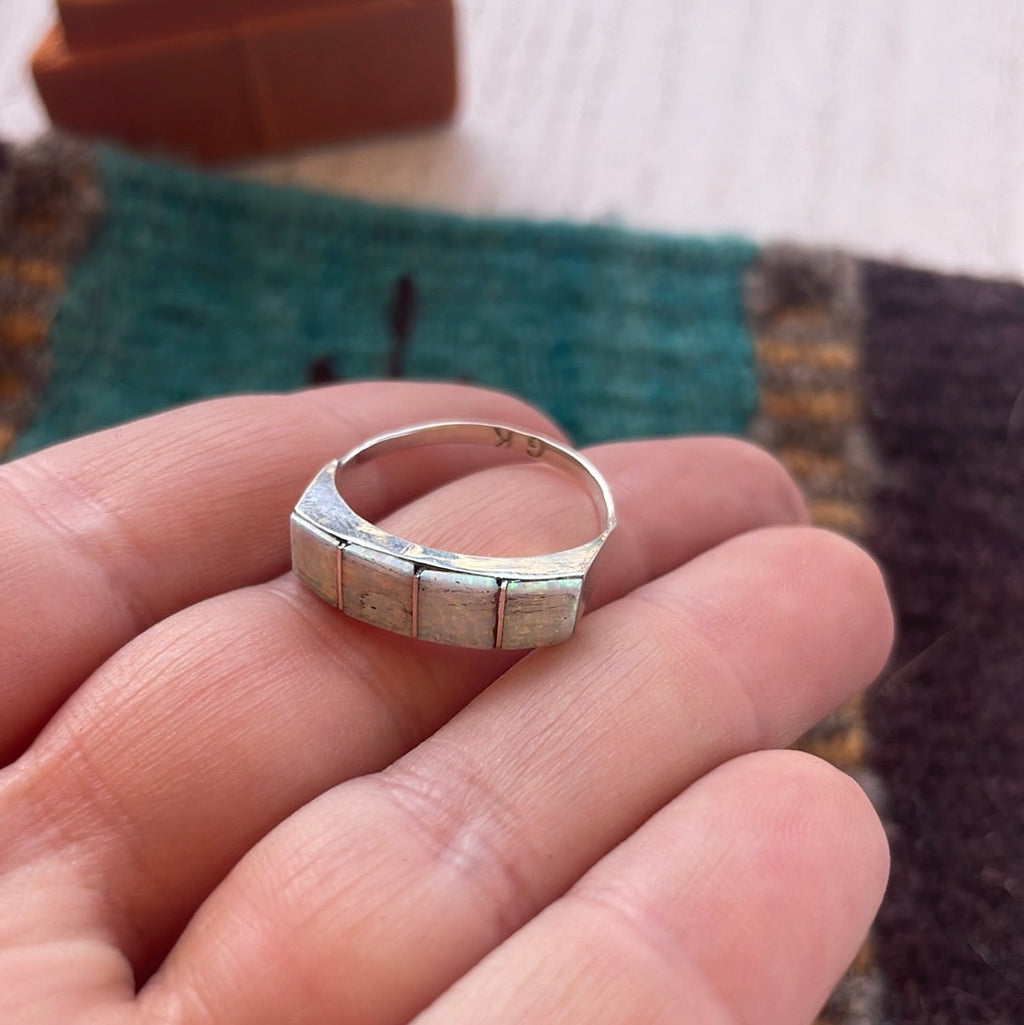 Handcrafted Sterling Silver & White Opal Ring