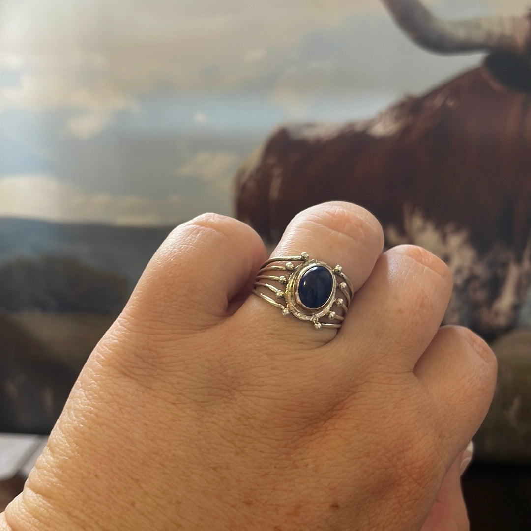 Handcrafted Sterling Silver Single Stone Lapis Ring