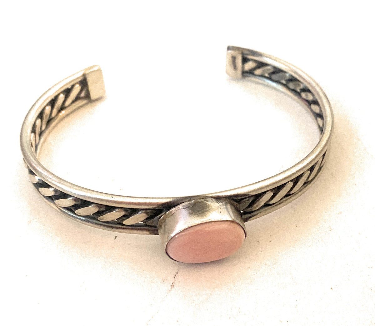 Handcrafted Queen Pink Conch Shell & Sterling Silver Cuff Bracelet