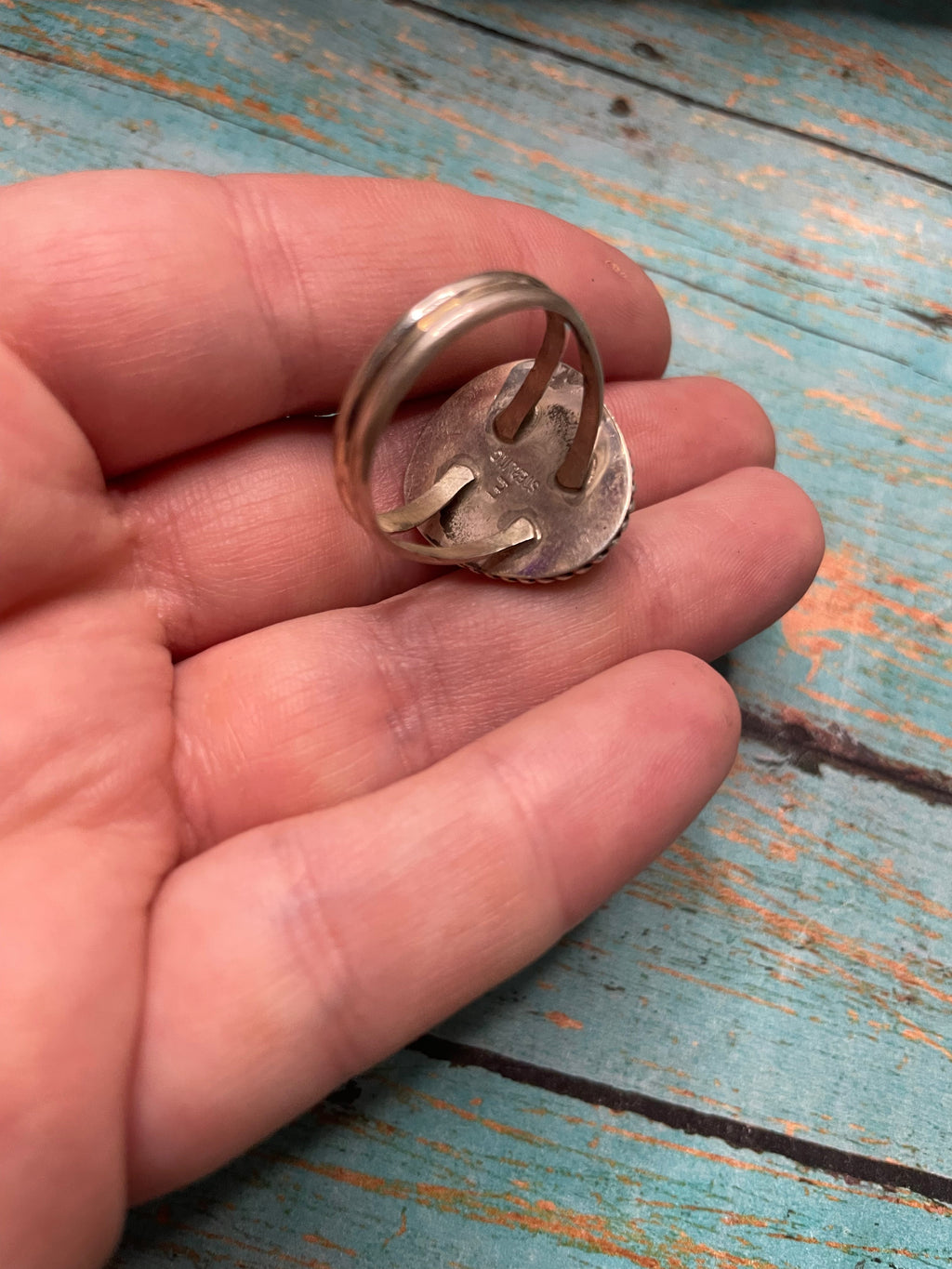 Handcrafted Man Made Sterling Silver & Opal Ring