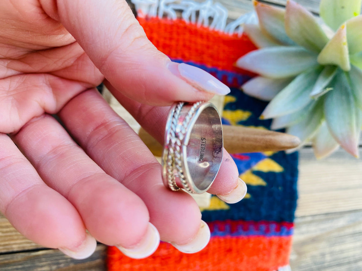 Handcrafted Turquoise and Sterling Silver Band Ring