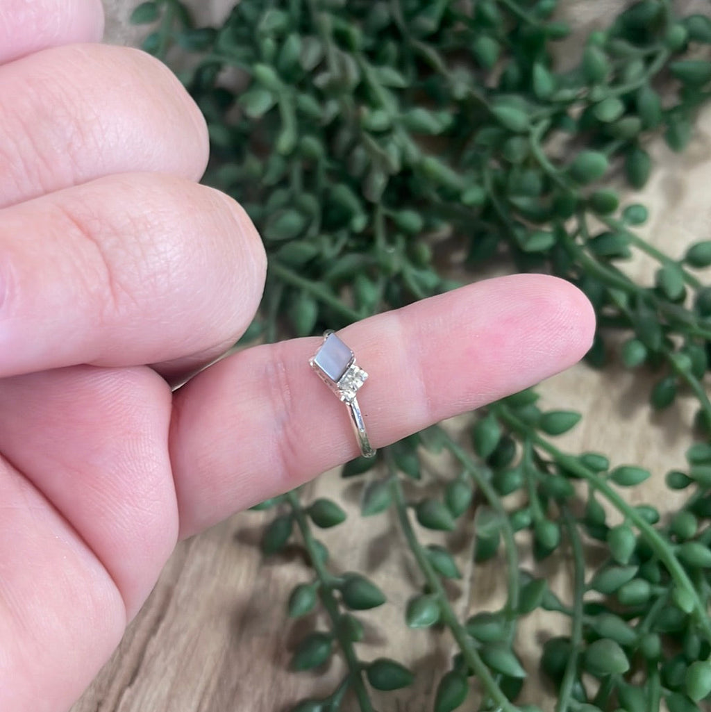 The Mini Handcrafted Agate  & Sterling Silver Single Stone Ring