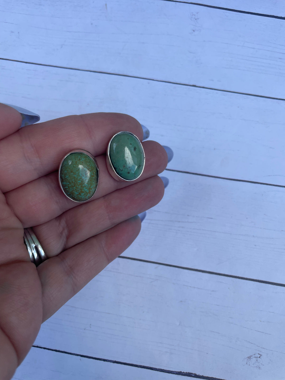 Handcrafted Turquoise And Sterling Silver Post Earrings