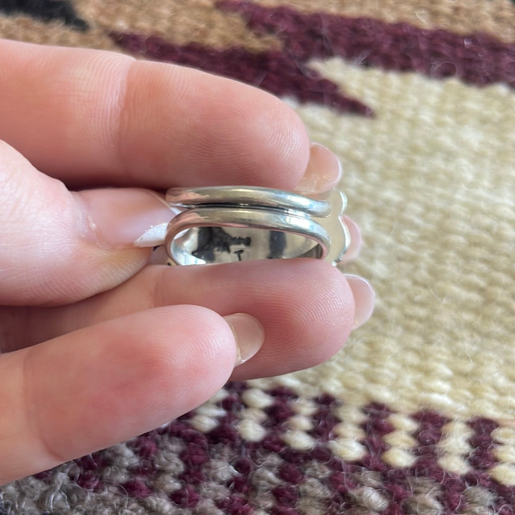 Handcrafted Lapis & Sterling Silver Flower Ring