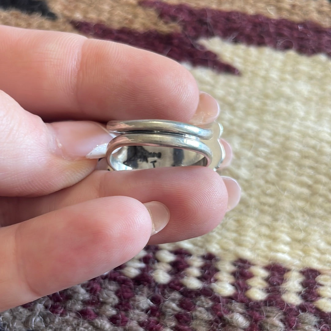 Handcrafted Lapis & Sterling Silver Flower Ring