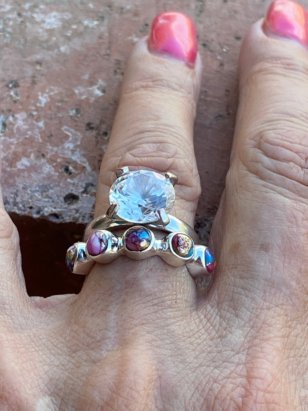 Pink Dream & Sterling Silver Stacker Band