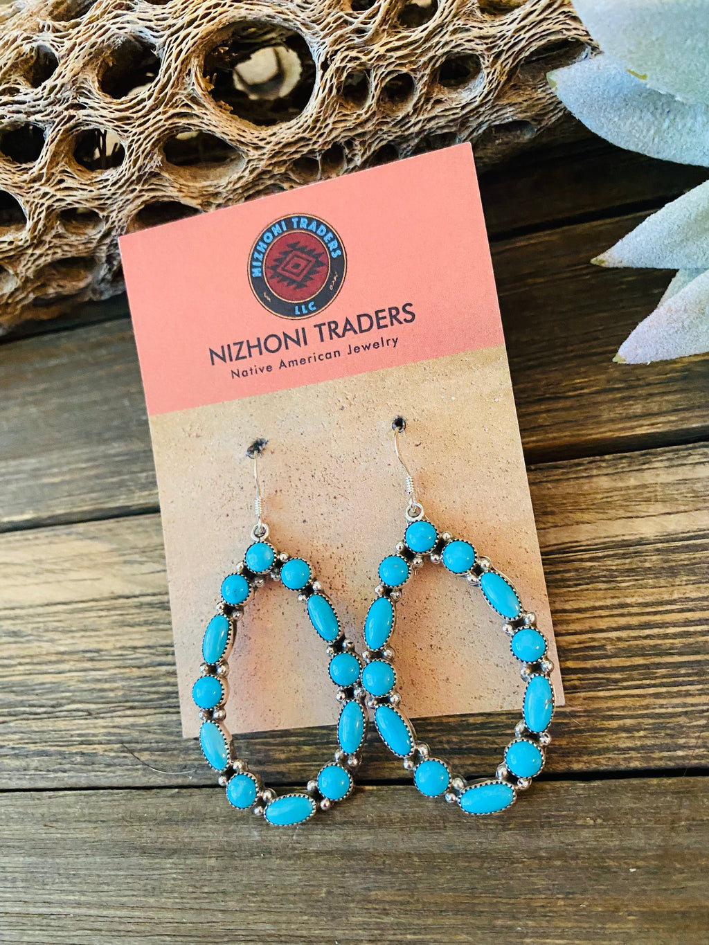Handcrafted Sleeping Beauty Turquoise & Sterling Silver Dangle Earrings