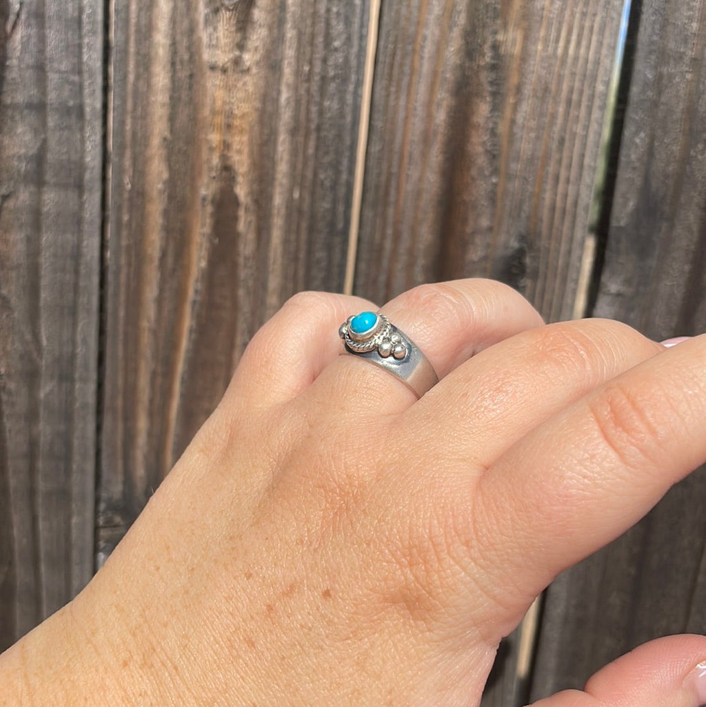 Handcrafted Sterling Silver Kingman Turquoise Band Ring