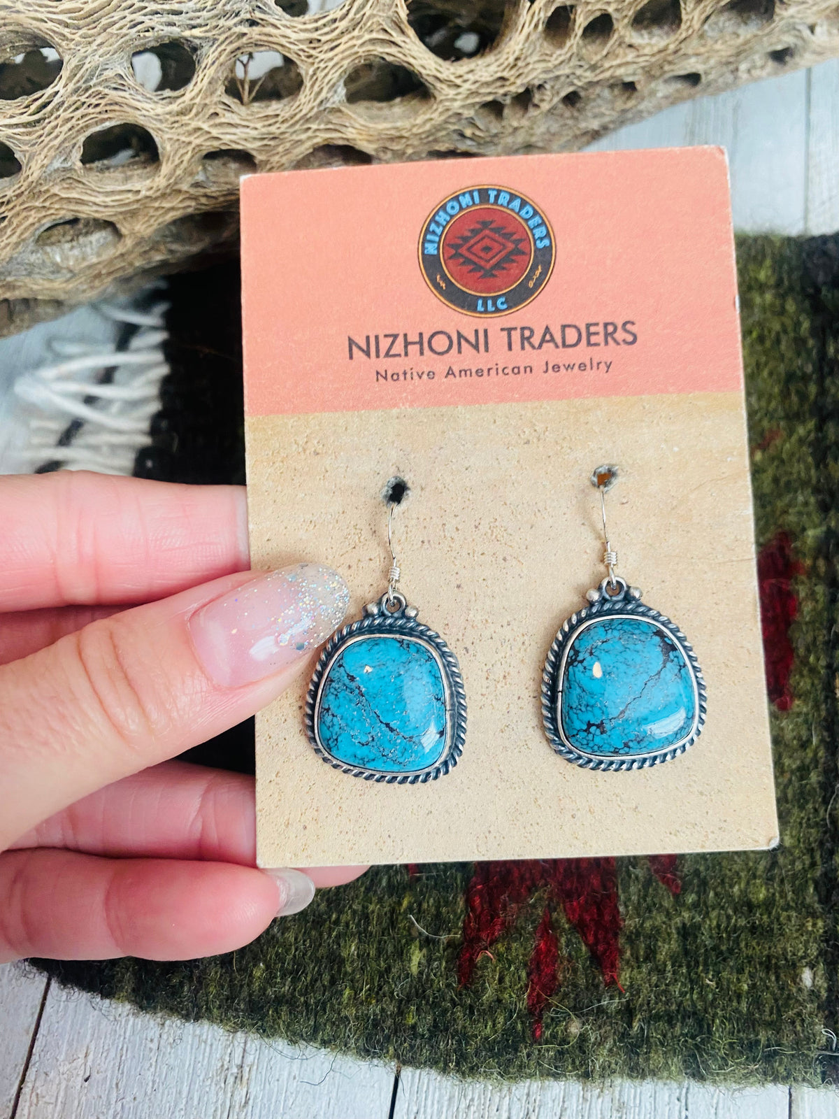 Handcrafted Turquoise & Sterling Silver Dangle Earrings