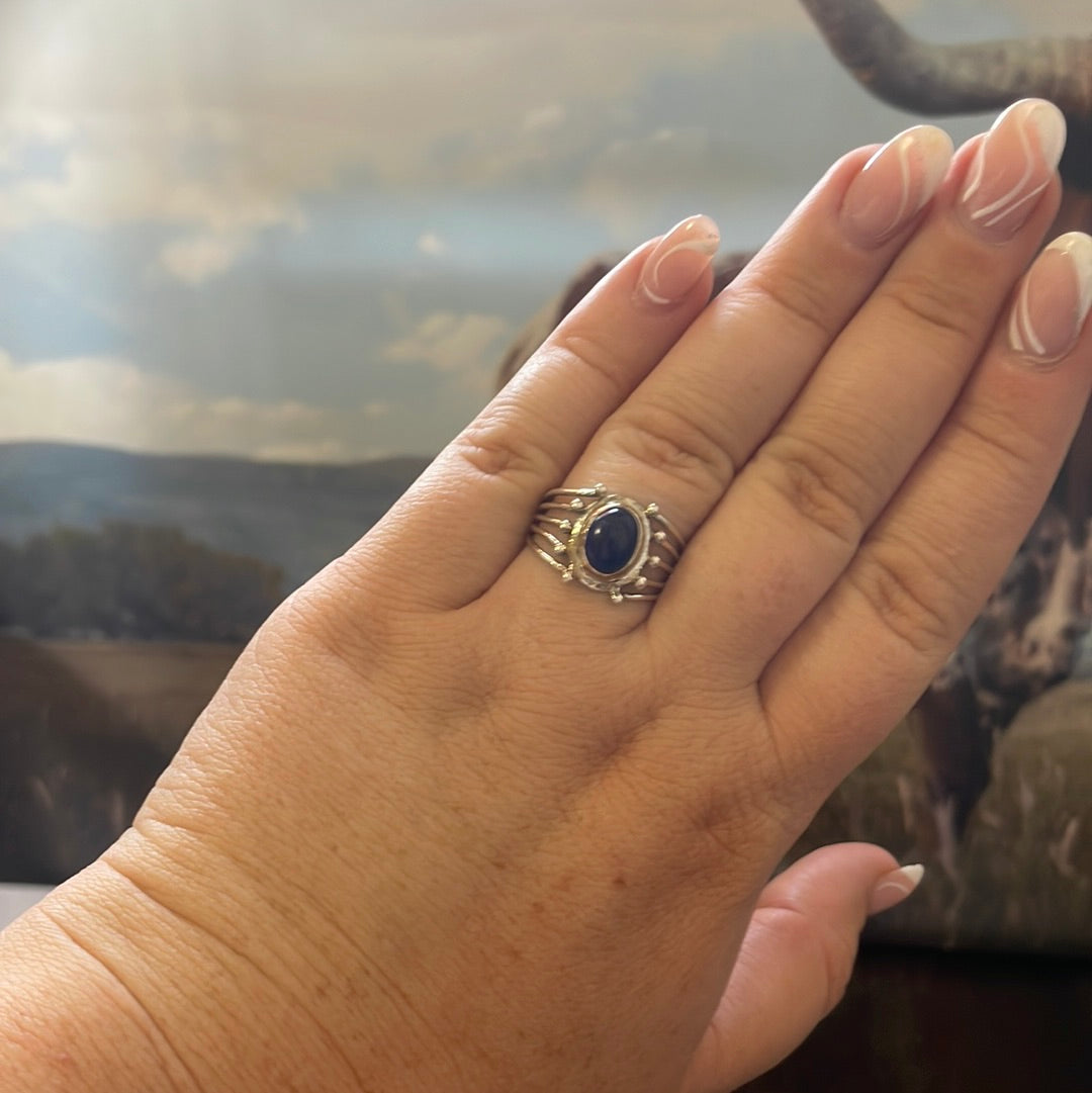 Handcrafted Sterling Silver Single Stone Lapis Ring