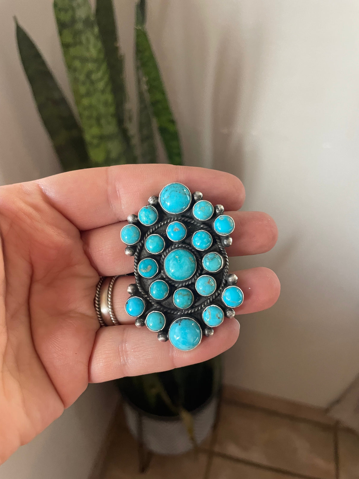 Handcrafted Sterling Silver & Turquoise Adjustable Ring