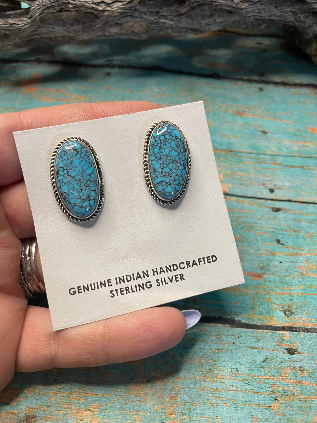 Handcrafted Turquoise And Sterling Silver Post Earrings