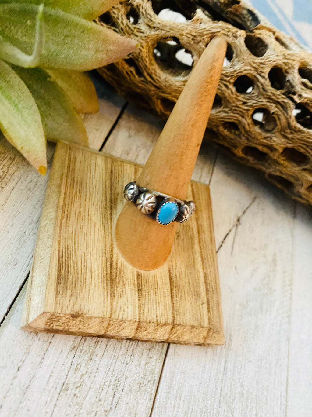 Handcrafted Turquoise and Sterling Silver Concho Band Ring