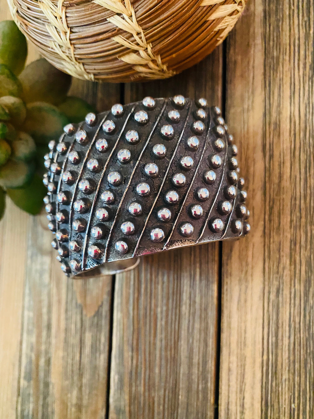 Handcrafted Hand Stamped Sterling Silver Dot Cuff Bracelet