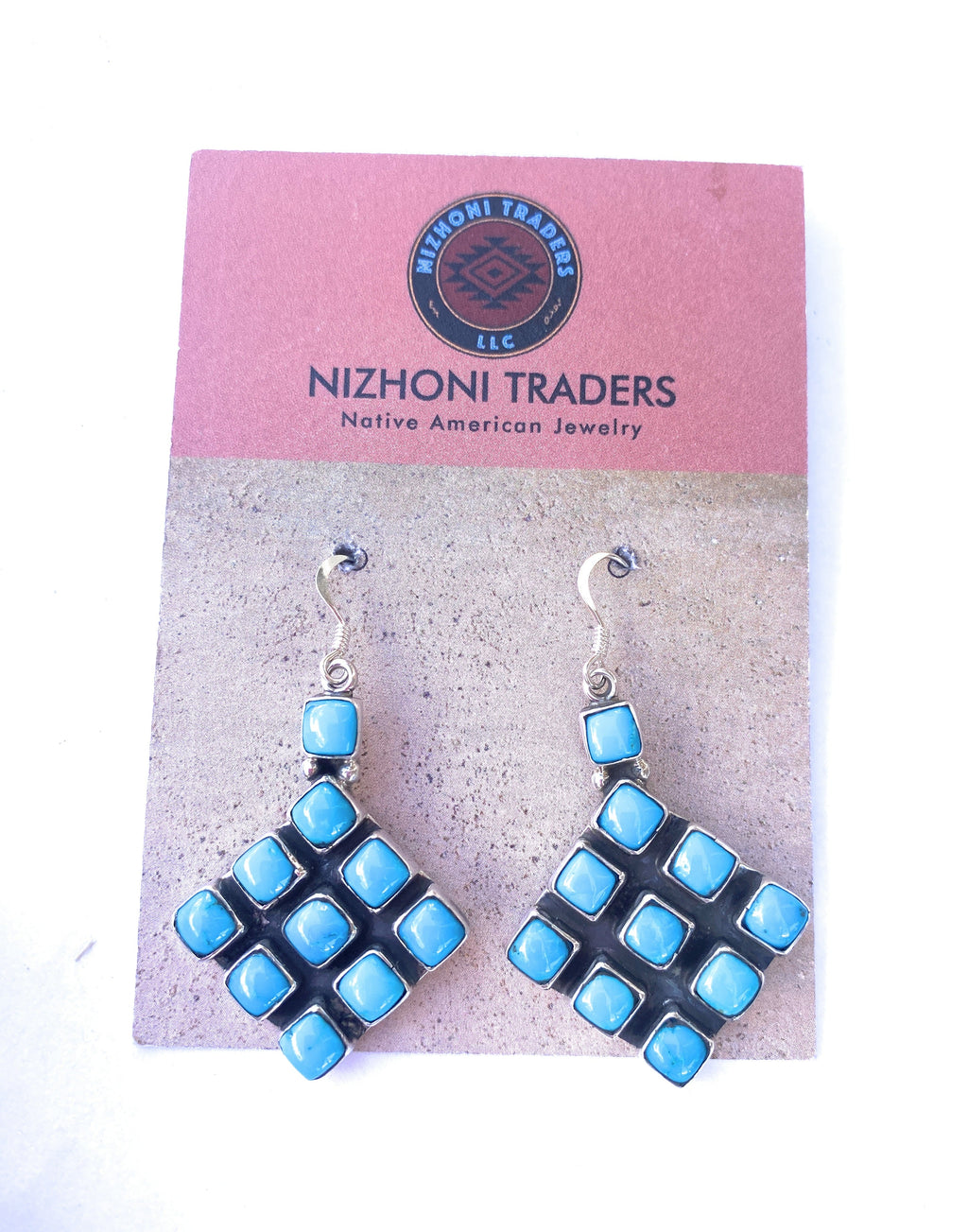 Handcrafted Sleeping Beauty Turquoise & Sterling Silver Cluster Dangle Earrings