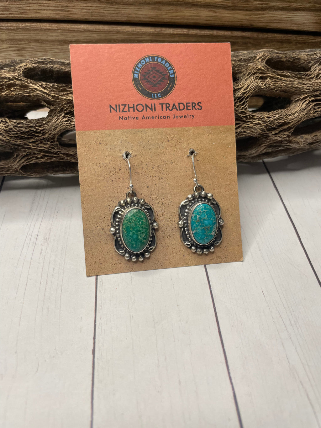Handcrafted Sterling Silver & Turquoise Dangle Earrings Signed Sheila Becenti