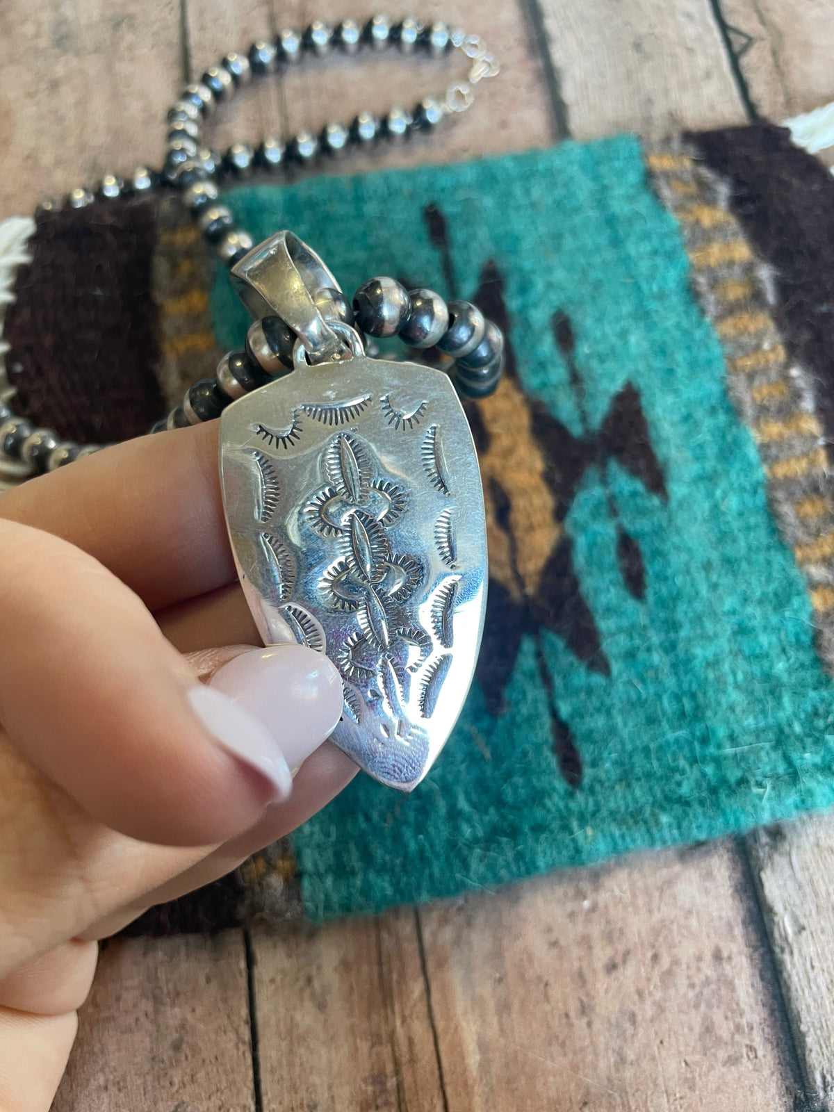 Handcrafted Multi Stone Inlay & Sterling Silver Pendant Signed