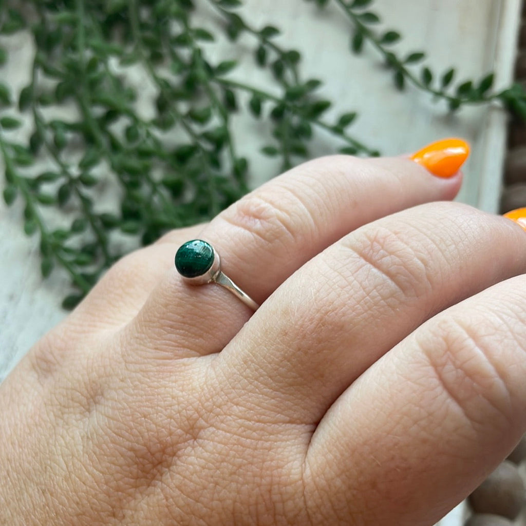 Handcrafted Sterling Silver & Malachite Mini Ring