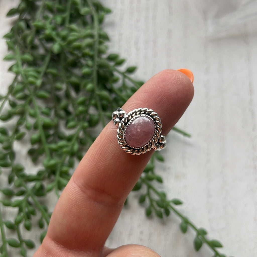 Handcrafted Sterling Silver & Rhodochrosite Round Ring