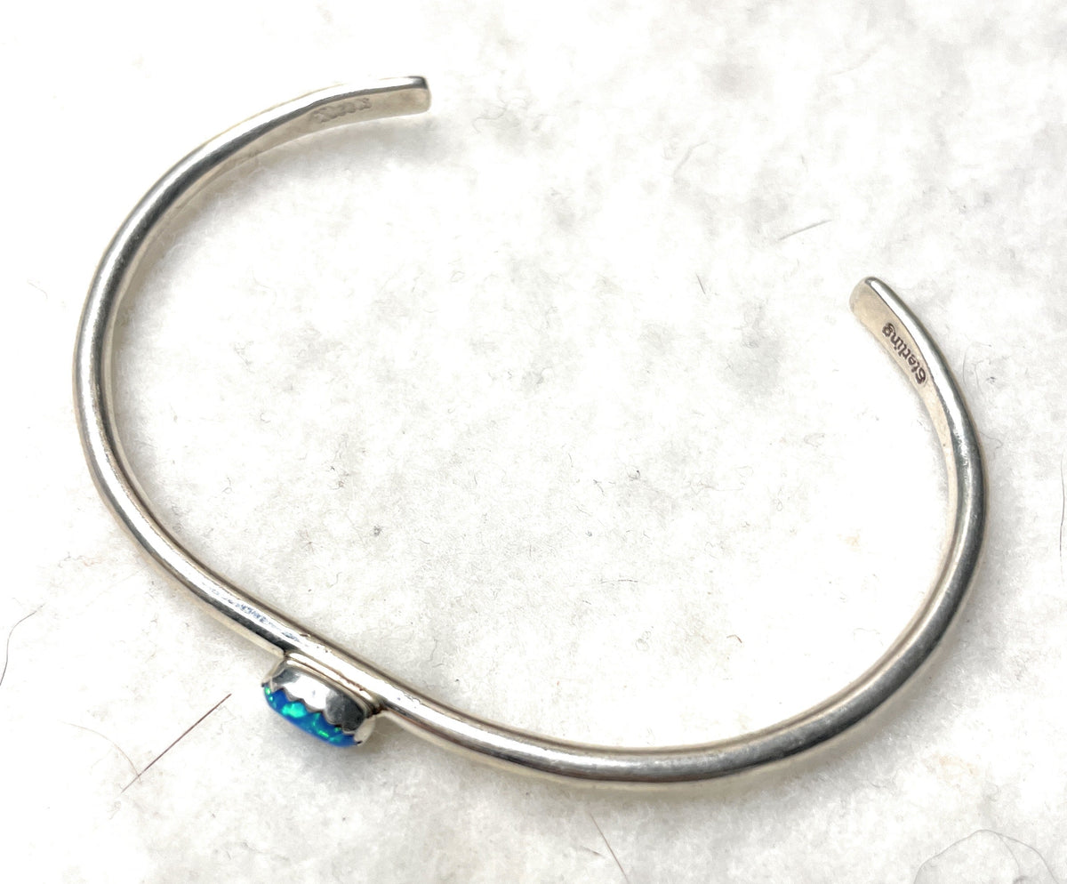 Handcrafted Sterling Silver & Blue Opal Cuff Bracelet