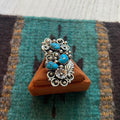 Handcrafted Sterling Silver & Turquoise Flower Ring Size 11