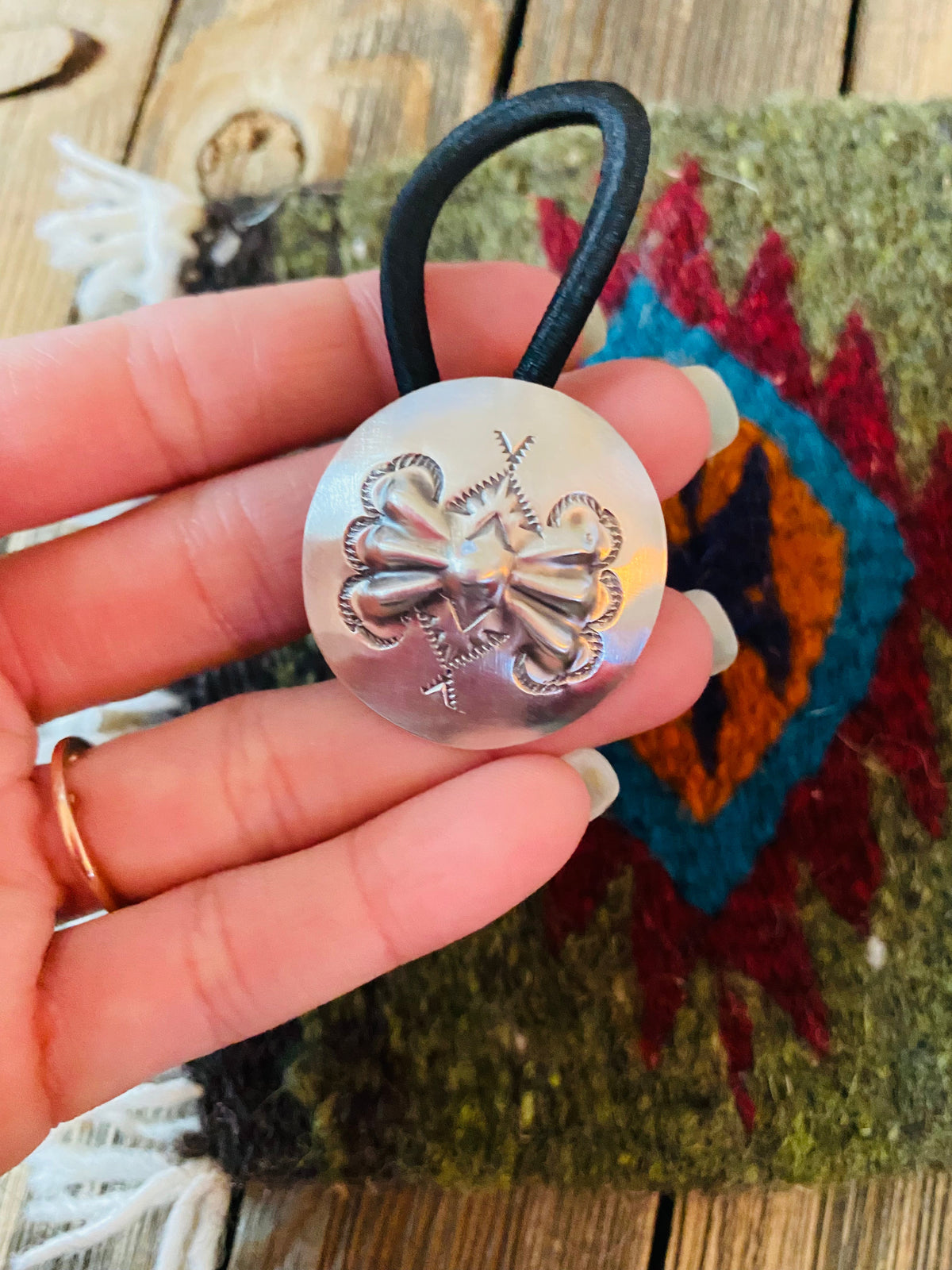 Handcrafted Sterling Silver Hand Stamped Hair Tie