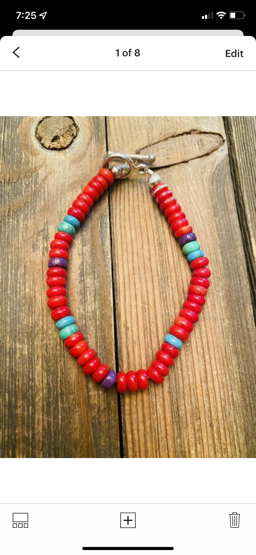 Handcrafted Coral & Multi Stone Sterling Silver Beaded Bracelet